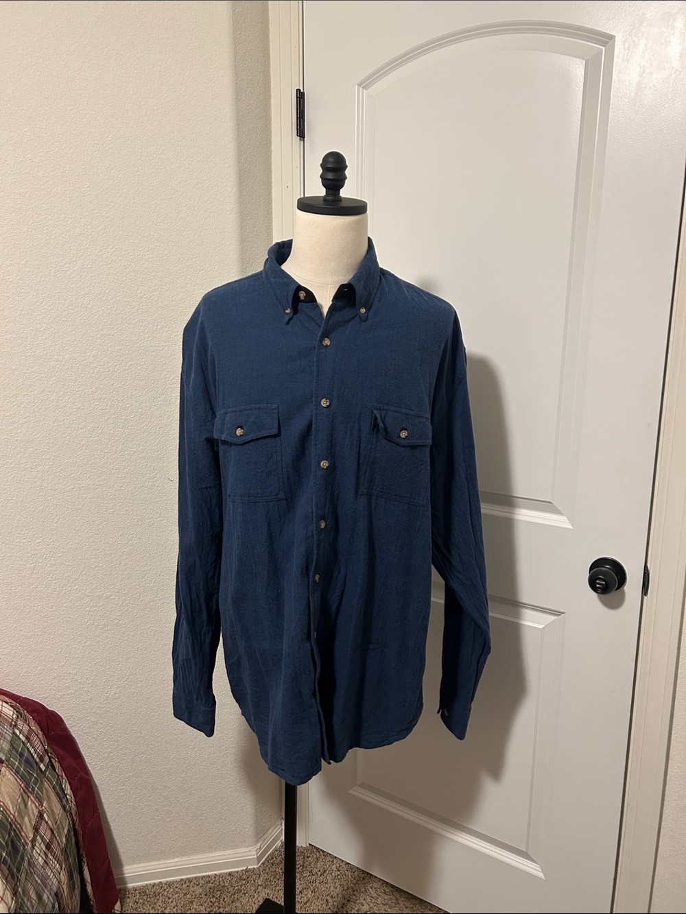 Northcrest Men’s 100% Cotton Dark Blue Button Down Shirt Size XXLT